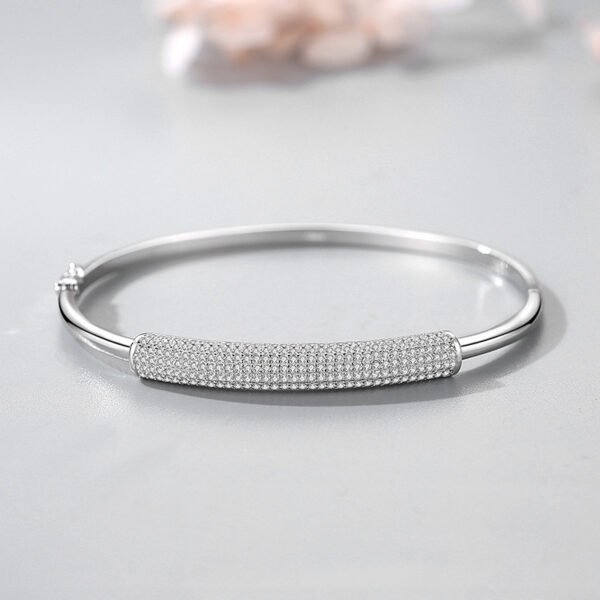 s925 Sterling Silver Bracelet Women's Korean-style Light Luxury High-end Slub Diamond-encrusted Bracelet Cross-border Hot-selling Bracelet Jewelry - Image 3