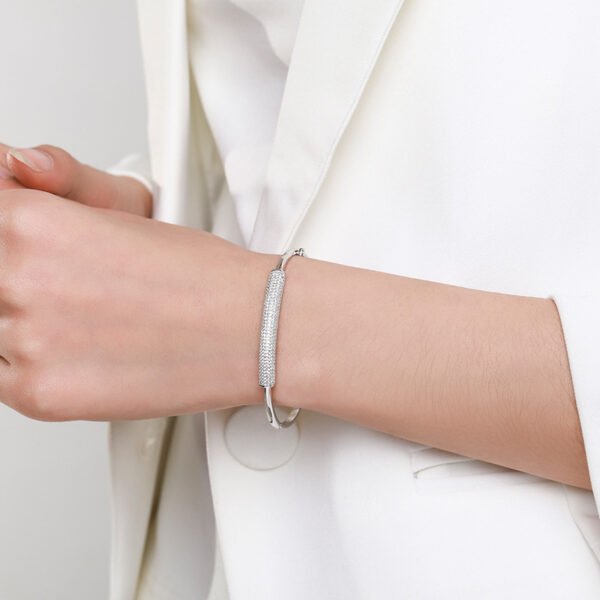 s925 Sterling Silver Bracelet Women's Korean-style Light Luxury High-end Slub Diamond-encrusted Bracelet Cross-border Hot-selling Bracelet Jewelry - Image 2