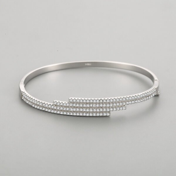 s925 Silver Bracelet Women's European and American Cross-border Fashion Line Diamond Opening Bracelet Light Luxury High-end Platinum Plated Jewelry - Image 3