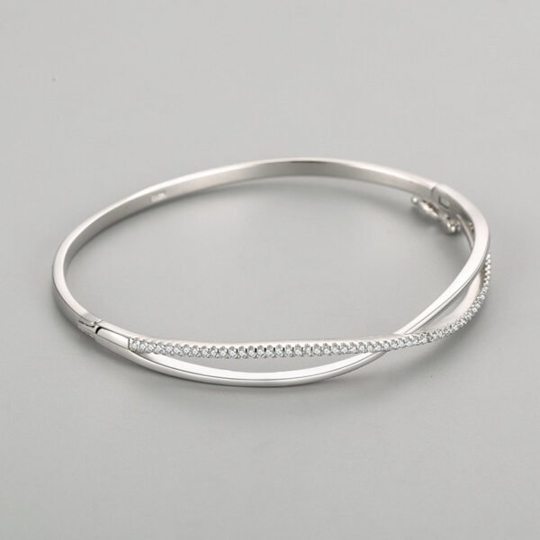 s925 sterling silver bracelet women's Japanese and Korean fashion Cross diamond opening bracelet temperament Joker hand jewelry a generation of hair - Image 4