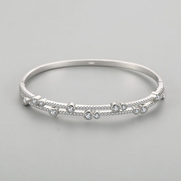 S925 silver bracelet for women European and American Amazon Fashion round asymmetric zircon bracelet elegant all-match bracelet wholesale - Image 3