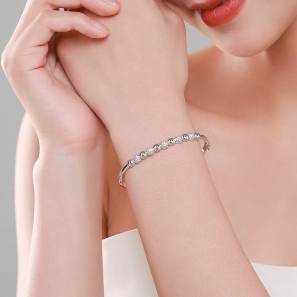 S925 Sterling Silver Bracelet Women's Cross-border Simple Design All-match Micro-inlaid Bracelet European and American Light Luxury High-end Fashion Bracelet - Image 2