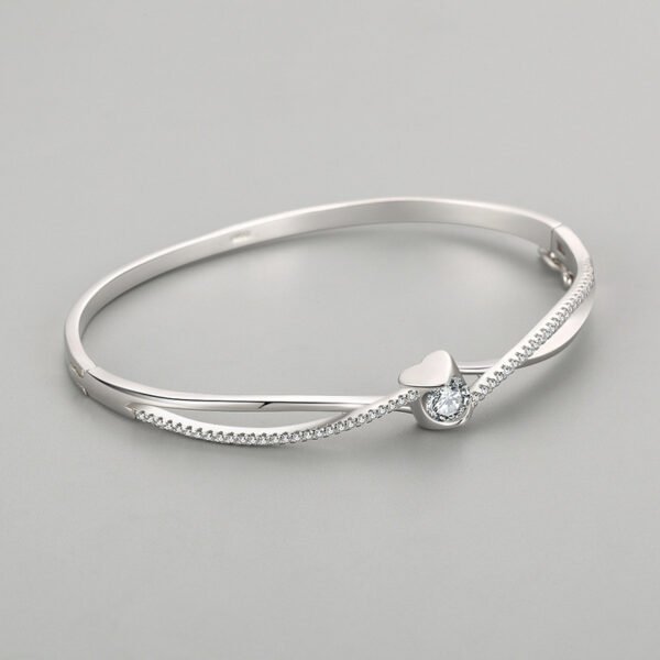 s925 Sterling Silver Bracelet Women's Korean-style Cross-border Fashion Cross-love Open-mouth Bracelet Light Luxury Hollow Diamond Hand Jewelry - Image 3