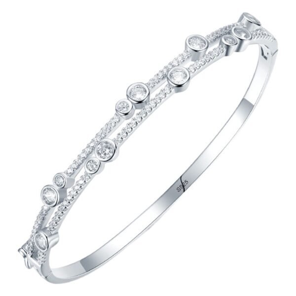 S925 silver bracelet for women European and American Amazon Fashion round asymmetric zircon bracelet elegant all-match bracelet wholesale