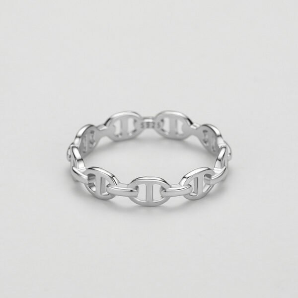 925 sterling silver geometric chain ring female European and American INS simple personality ring tail ring niche cold style bracelet - Image 4