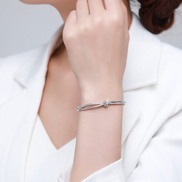 s925 silver bracelet female cross-border Amazon hot sale knot open diamond bracelet temperament Internet celebrity jewelry wholesale - Image 2