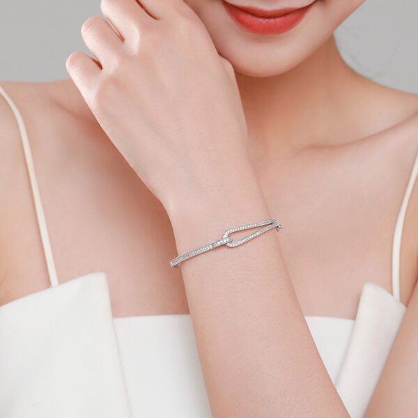 S925 Sterling Silver Bracelet Women's Personalized All-match Diamond-encrusted Geometric Bracelet European and American-style Cross-border Fashion High-end Hand Jewelry - Image 2