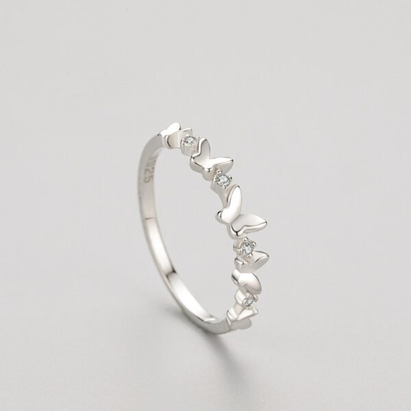 s925 Silver Ring Women's Japanese and Korean Small Fresh Butterfly Micro Diamond Ring Cross-border Stacked Index Finger Ring Jewelry Wholesale - Image 4