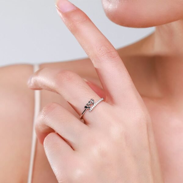 S925 Sterling Silver Heart Ring Women's Japanese and Korean Style Simple Sweet Love Micro-inlaid Index Finger Personality Cute All-match Ring - Image 2