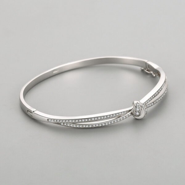 s925 silver bracelet female cross-border Amazon hot sale knot open diamond bracelet temperament Internet celebrity jewelry wholesale - Image 3