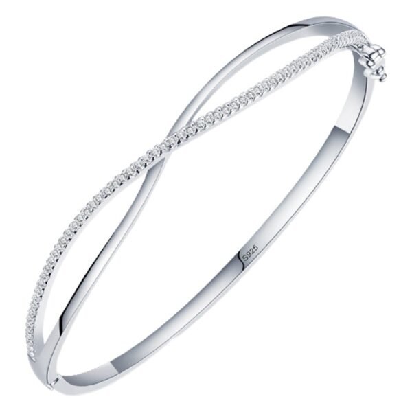 s925 sterling silver bracelet women's Japanese and Korean fashion Cross diamond opening bracelet temperament Joker hand jewelry a generation of hair