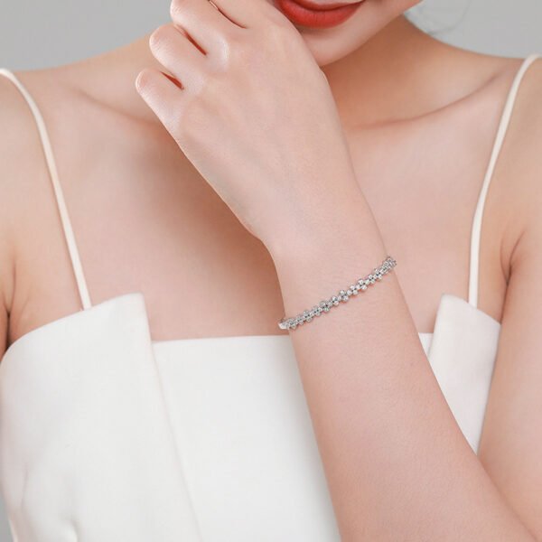 Simple Design S925 Sterling Silver Bubble Bracelet Women's European and American Fashion High-end Geometric Diamond Cross-border Bracelet Bracelet - Image 2