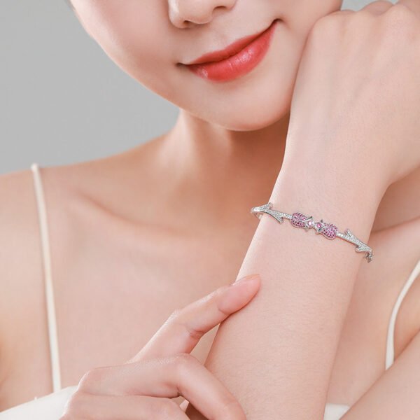 S925 Sterling Silver Rose Bracelet Women's European and American Sweet Elegant Bracelet Classic Joker Diamond Hand Jewelry Wholesale - Image 2