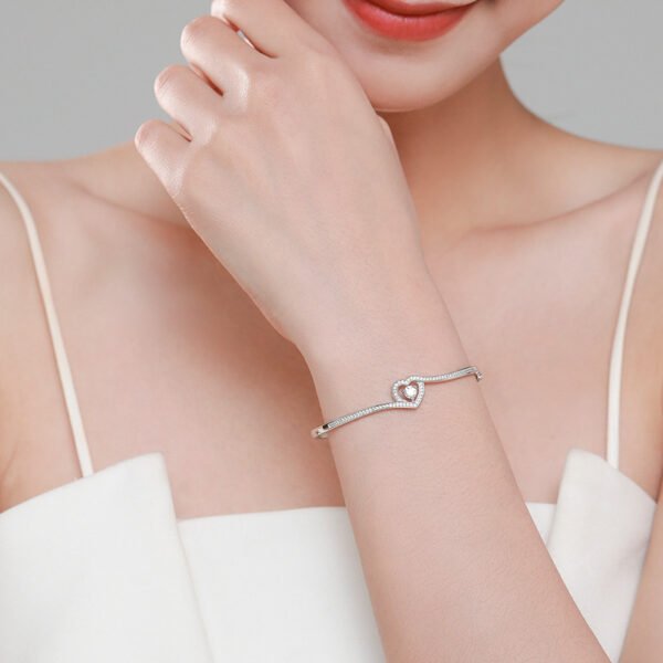 S925 Sterling Silver Love Diamond Bracelet Women's European and American Light Luxury High-end Bracelet Cross-border Fashion Classic All-match Bracelet - Image 2
