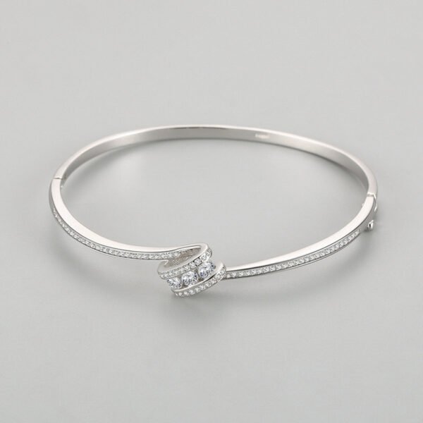 s925 Silver Bracelet Women's Korean Temperament Diamond-encrusted Niche Design Open-ended Bracelet ins Internet Celebrity High-end Hand Jewelry - Image 3