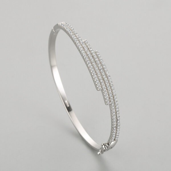 s925 Silver Bracelet Women's European and American Cross-border Fashion Line Diamond Opening Bracelet Light Luxury High-end Platinum Plated Jewelry - Image 4