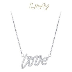 s925 Sterling Silver LOVE Pendant Necklace Women's European and American Light Luxury Romantic Diamond Necklace Clavicle Chain Cross-border Fashion Jewelry