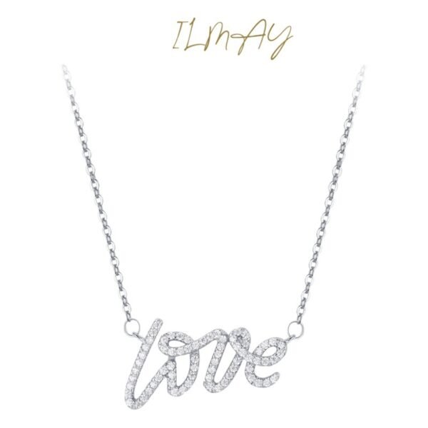 s925 Sterling Silver LOVE Pendant Necklace Women's European and American Light Luxury Romantic Diamond Necklace Clavicle Chain Cross-border Fashion Jewelry