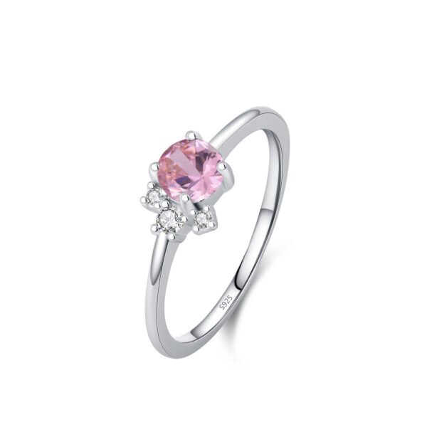 Elegant S925 Sterling Silver New Romantic Pink Zircon Ring Women's Simple Sweet All-match High-grade Finger Ring - Image 5