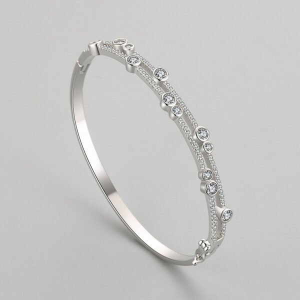 S925 silver bracelet for women European and American Amazon Fashion round asymmetric zircon bracelet elegant all-match bracelet wholesale - Image 4