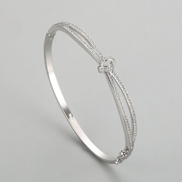 s925 silver bracelet female cross-border Amazon hot sale knot open diamond bracelet temperament Internet celebrity jewelry wholesale - Image 4