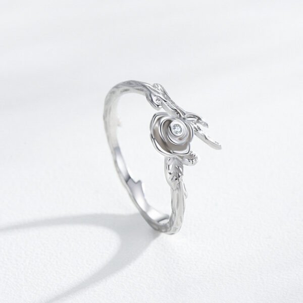 S925 sterling silver rose diamond ring women's European and American style ins high-end cold style retro finger ring tail ring - Image 4