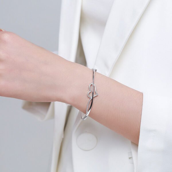 S925 Sterling Silver Love Bracelet Women's Korean-style Simple Fresh Hollow Diamond-encrusted Bracelet Hand Jewelry Valentine's Day Gift - Image 2