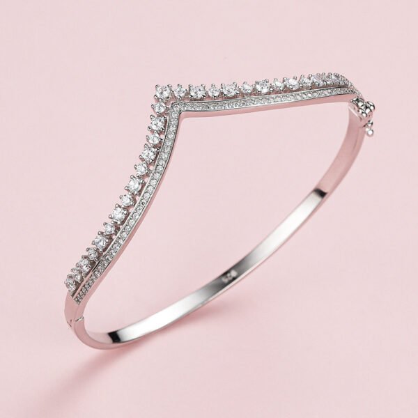 s925 Sterling Silver Bracelet Women's European and American Cross-border Fashion V-shaped Crown Bracelet Luxury High-end Diamond Opening Bracelet - Image 4