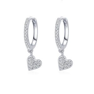 s925 Silver Heart-Shaped Earrings Women's Korean Style Fresh Diamond Love Earrings Ear Ring Elegant High-grade Ear Jewelry Batch