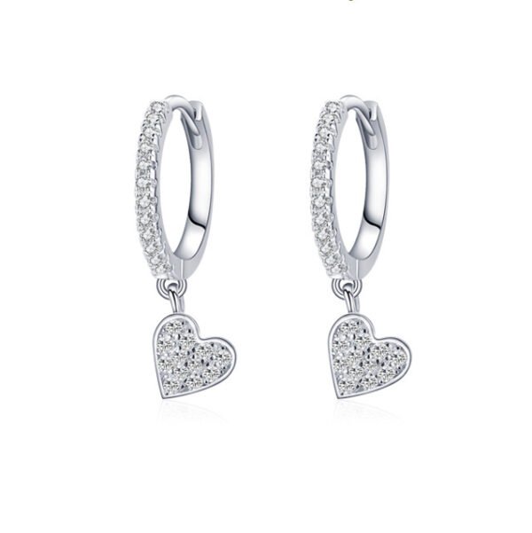 s925 Silver Heart-Shaped Earrings Women's Korean Style Fresh Diamond Love Earrings Ear Ring Elegant High-grade Ear Jewelry Batch