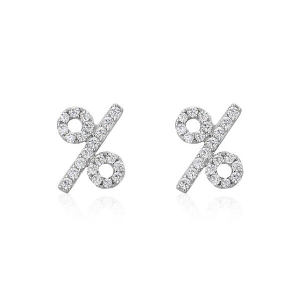S925 silver percent stud earrings female European and American light luxury high-grade micro-inlaid full diamond% earrings ins Internet celebrity symbol earrings