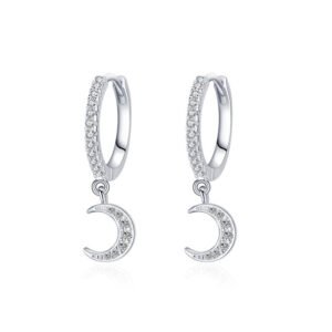 S925 Silver Moon Earrings Women's Japanese and Korean Temperament High-grade Diamond Earrings Earrings ins Internet Popular Hot Earrings