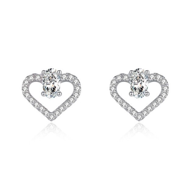 S925 sterling silver lovely stud earrings women's Korean-style fashion personalized diamond-embedded heart-shaped earrings ins All-match ear jewelry wholesale