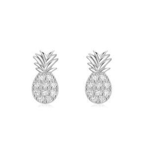 S925 Silver Pineapple Earrings Women's Korean Style Fresh and Non-Allergic Earrings ins Internet Red Micro Diamond Fruit Earrings