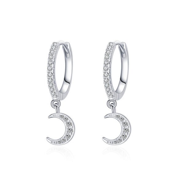 S925 Silver Moon Earrings Women's Japanese and Korean Temperament High-grade Diamond Earrings Earrings ins Internet Popular Hot Earrings
