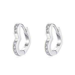 S925 Silver Love Micro Diamond Earrings Women's Niche Sweet All-match Heart-shaped Earrings Ins Light Luxury High-end Ear Buckle