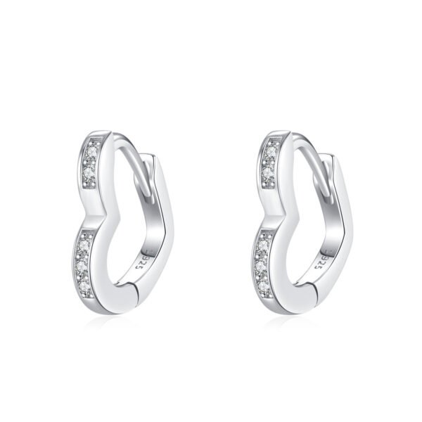 S925 Silver Love Micro Diamond Earrings Women's Niche Sweet All-match Heart-shaped Earrings Ins Light Luxury High-end Ear Buckle