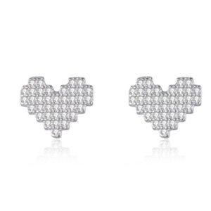 S925 Silver Full Diamond Love Earrings Women's Korean-style Sweet Romantic Heart-shaped Earrings Instagram Popular Hot Earrings
