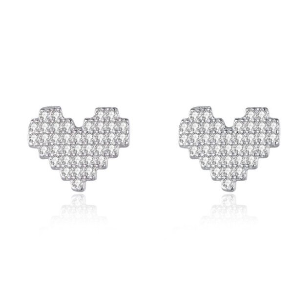 S925 Silver Full Diamond Love Earrings Women's Korean-style Sweet Romantic Heart-shaped Earrings Instagram Popular Hot Earrings