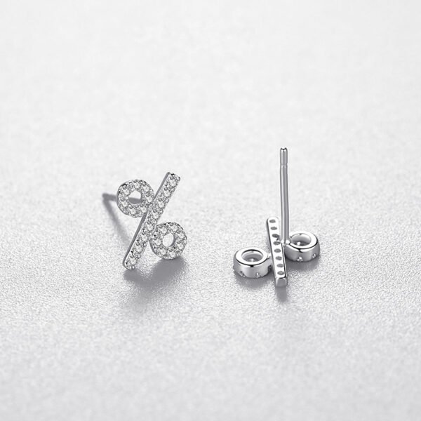 S925 silver percent stud earrings female European and American light luxury high-grade micro-inlaid full diamond% earrings ins Internet celebrity symbol earrings - Image 3