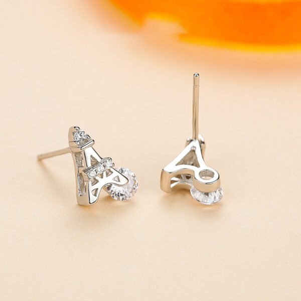 s925 sterling silver stud earrings women's Japanese and Korean-style light luxury exquisite Paris tower Diamond-embedded earrings elegant fashion ear jewelry wholesale - Image 3
