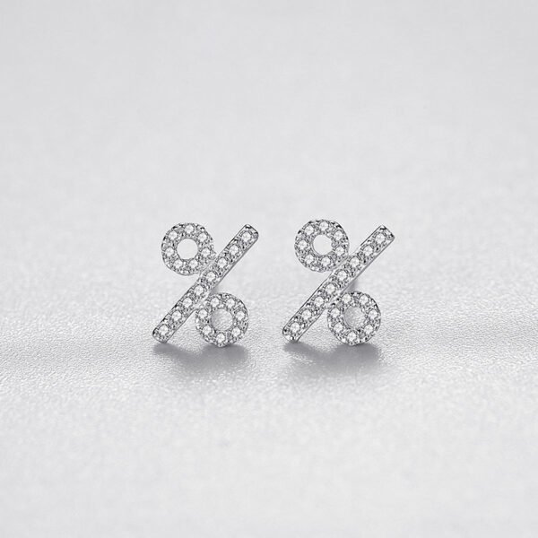 S925 silver percent stud earrings female European and American light luxury high-grade micro-inlaid full diamond% earrings ins Internet celebrity symbol earrings - Image 4