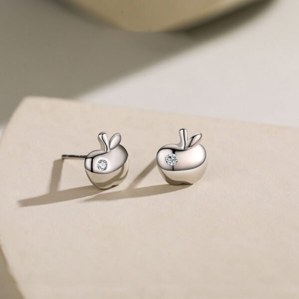 S925 Sterling Silver Exquisite Mini Apple Stud Earrings Women's Korean-style Sweet All-match Non-allergic Fruit Earrings Earrings Earrings Batch - Image 4