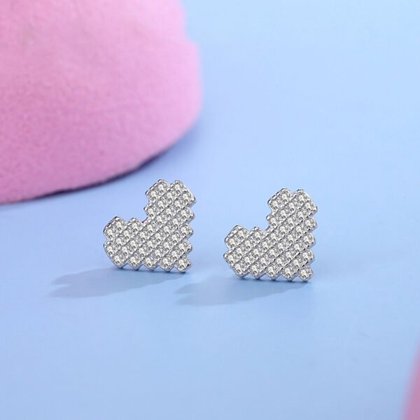 S925 Silver Full Diamond Love Earrings Women's Korean-style Sweet Romantic Heart-shaped Earrings Instagram Popular Hot Earrings - Image 4