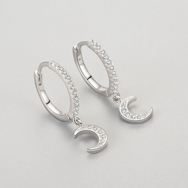 S925 Silver Moon Earrings Women's Japanese and Korean Temperament High-grade Diamond Earrings Earrings ins Internet Popular Hot Earrings - Image 3