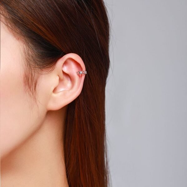 S925 sterling silver chain without ear hole ear clip Europe and the United States cross-border high-level feeling ear clip ins Net Red cold wind ear buckle - Image 2
