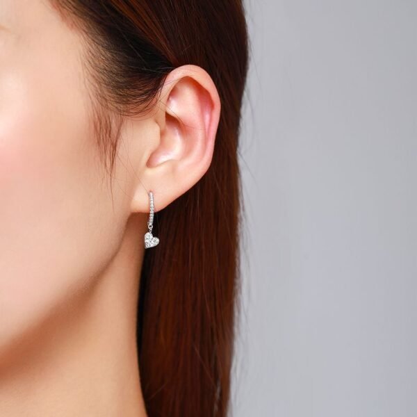 s925 Silver Heart-Shaped Earrings Women's Korean Style Fresh Diamond Love Earrings Ear Ring Elegant High-grade Ear Jewelry Batch - Image 2