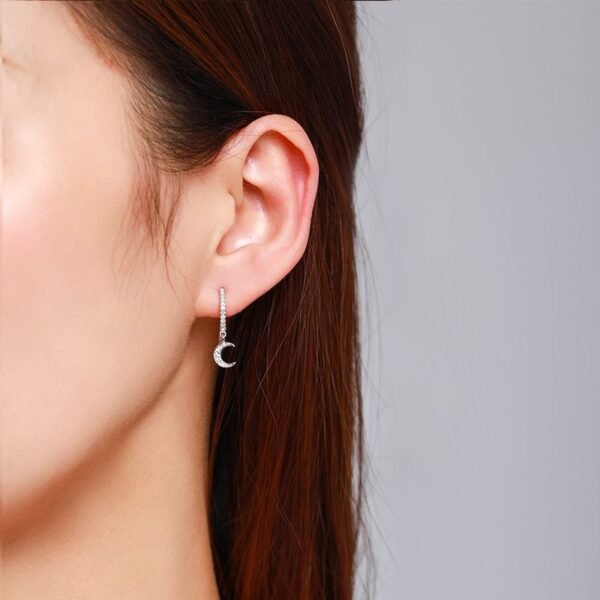 S925 Silver Moon Earrings Women's Japanese and Korean Temperament High-grade Diamond Earrings Earrings ins Internet Popular Hot Earrings - Image 2