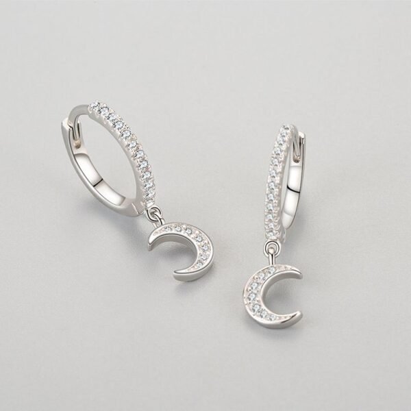 S925 Silver Moon Earrings Women's Japanese and Korean Temperament High-grade Diamond Earrings Earrings ins Internet Popular Hot Earrings - Image 4