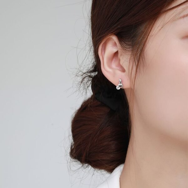 s925 sterling silver stud earrings women's Japanese and Korean-style light luxury exquisite Paris tower Diamond-embedded earrings elegant fashion ear jewelry wholesale - Image 2